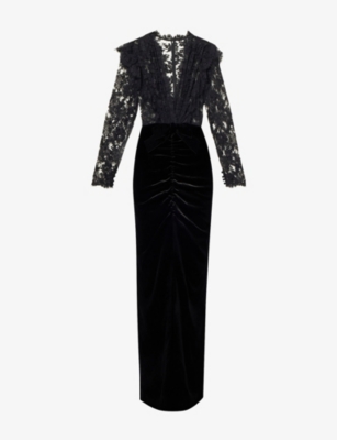 Alessandra Rich Women Velvet And Lace Dress In Black