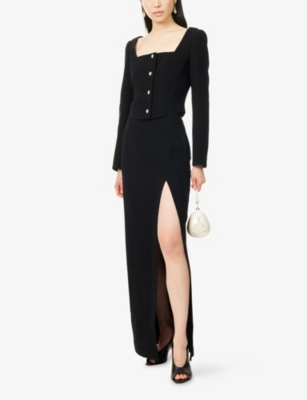 Alessandra Rich Wool-blend Twill Bouclé Jacket In Black