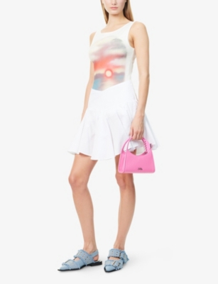Peachy Den Womens Dylan Pleated Cotton-poplin Mini Skirt Porcelain In White