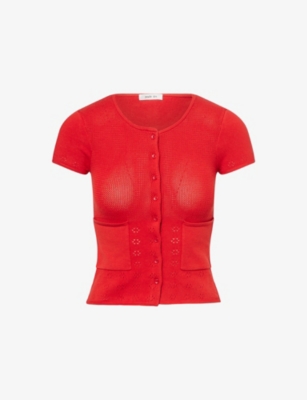 Peachy Den Womens Marie Textured Stretch-cotton Blend Top Jam In Red