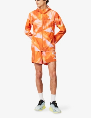 The North Face Mens Bright Orange Higher Run Wind Relaxed-fit Waterproof Jacket In Bright Orange