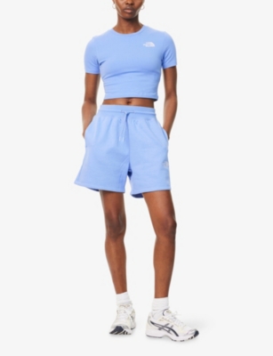 Shop The North Face Womens  Cropped Slim-fit Cotton-jersey T-shirt In Medium Blue