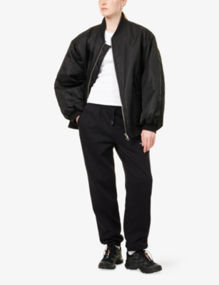 The North Face Womens Black Essential Relaxed Brand-embroidery Cotton-blend Jogging Bottoms In Black
