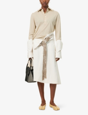 MAISON MARGIELA: Flared Embellished Cotton-Blend Midi Dress