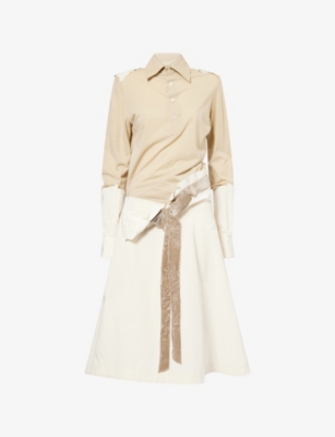 MAISON MARGIELA: Flared Embellished Cotton-Blend Midi Dress