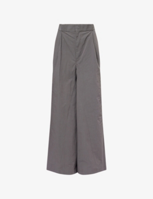 MAISON MARGIELA: Pleated Flared Cotton-Blend Trousers