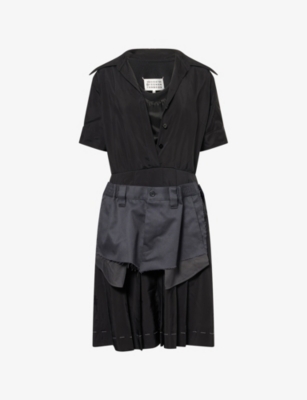 MAISON MARGIELA: Pleated Sleeveless Woven Midi Dress
