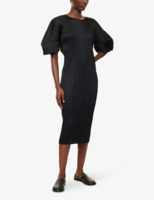 PLEATS PLEASE ISSEY MIYAKE: Slim-fit Round-Neck Knitted Midi Dress