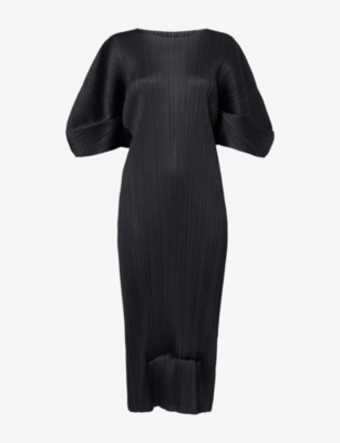 PLEATS PLEASE ISSEY MIYAKE: Slim-fit Round-Neck Knitted Midi Dress