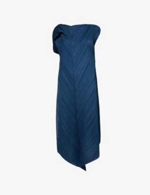 PLEATS PLEASE ISSEY MIYAKE: Flare Boat-Neck Pleated Knit Midi Dress