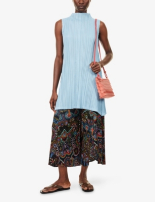 PLEATS PLEASE ISSEY MIYAKE: Sleeveless Flared Knitted Mini Dress