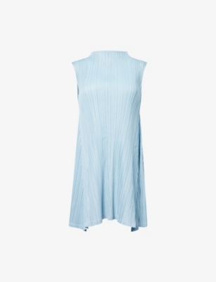 PLEATS PLEASE ISSEY MIYAKE: Sleeveless Flared Knitted Mini Dress