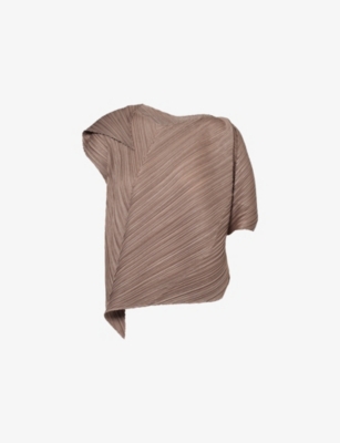 PLEATS PLEASE ISSEY MIYAKE: Flared V-Neck Knitted Top