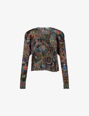 Issey Miyake Womens Light Festival Pleated Knitted Cardigan Black