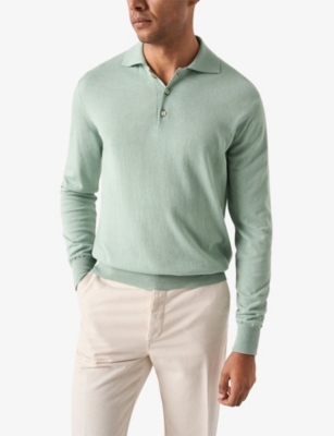 ETON: Regular-Fit Long-Sleeve Cotton And Cashmere-Blend Polo Jumper