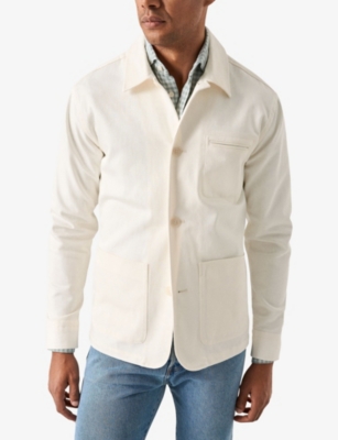 Eton Mens Chore Patch-pocket Denim Overshirt Off-white Xl