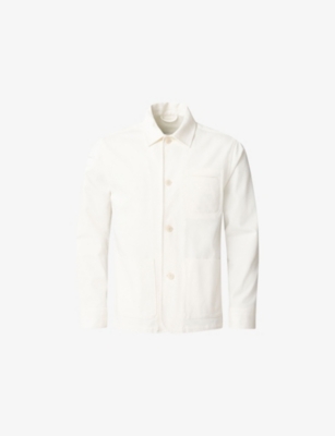 Eton Mens Chore Patch-pocket Denim Overshirt Off-white Xl