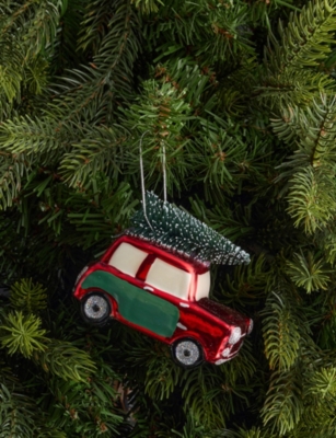SELFRIDGES EDIT: Car with Tree on Top Glass Christmas Decoration