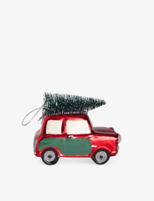 SELFRIDGES EDIT: Car with Tree on Top Glass Christmas Decoration
