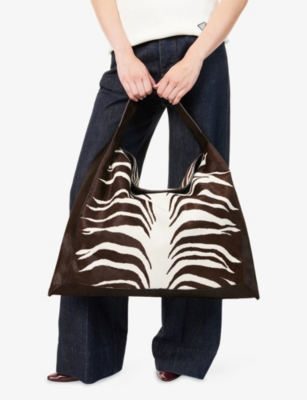 Bottega Veneta Womens Pony Okapi/b.bean-mb Large Hop Zebra Leather Shoulder Bag