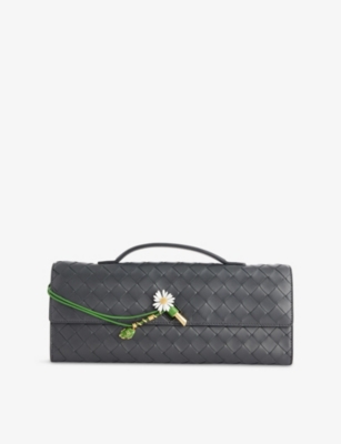 Bottega Veneta Andiamo Flower-embellished Leather Clutch Bag