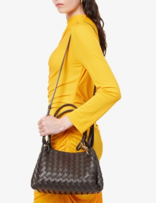 Bottega Veneta Womens  Parachute Intrecciato Medium Leather Shoulder Bag