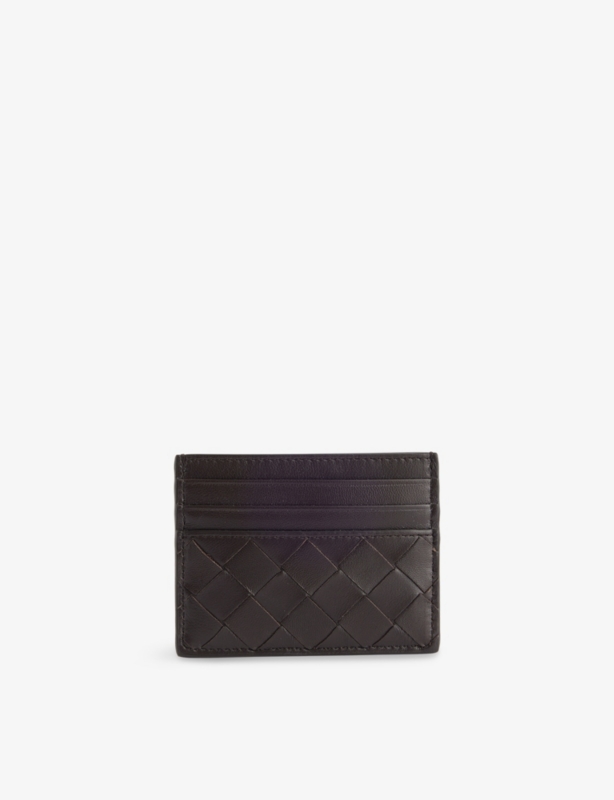 Intrecciato-Weave Leather Card Holder