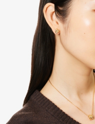 BOTTEGA VENETA: Knot 18ct Yellow Gold-Plated Sterling-Silver Stud Earrings