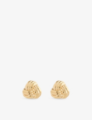 BOTTEGA VENETA: Knot 18ct Yellow Gold-Plated Sterling-Silver Stud Earrings