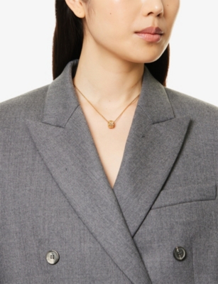 Bottega Veneta Womens White Intreccio 18ct Yellow Gold-plated Sterling-silver And Cubic Zirconia Pendant Necklace