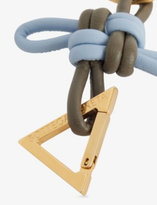 Bottega Veneta Womens Triangle Knot Leather And Metal Keyring Cypress-ice-gold