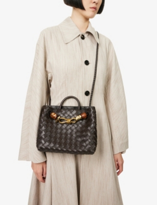 Bottega Veneta Womens Fondant-rhum-mb-fond Andiamo Small Wooden Leather Top-handle Bag