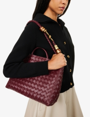Bottega Veneta Womens Barolo-rhum-mb-bar Andiamo Medium Leather Top-handle Bag