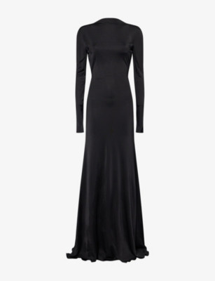 David Koma Womens Black Open-back Gathered Woven Gown In Black