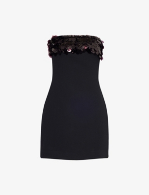 David Koma Womens Black Burgundy Sequin Strapless Stetch-woven Mini Dress