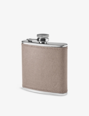 ASPINAL OF LONDON: Classic Stainless-Steel And Leather Hip Flask
