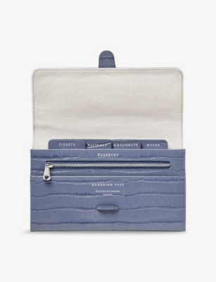 ASPINAL OF LONDON: Croc-Effect Leather Travel Wallet