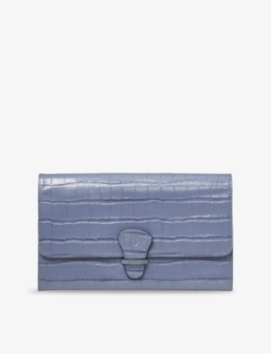 ASPINAL OF LONDON: Croc-Effect Leather Travel Wallet