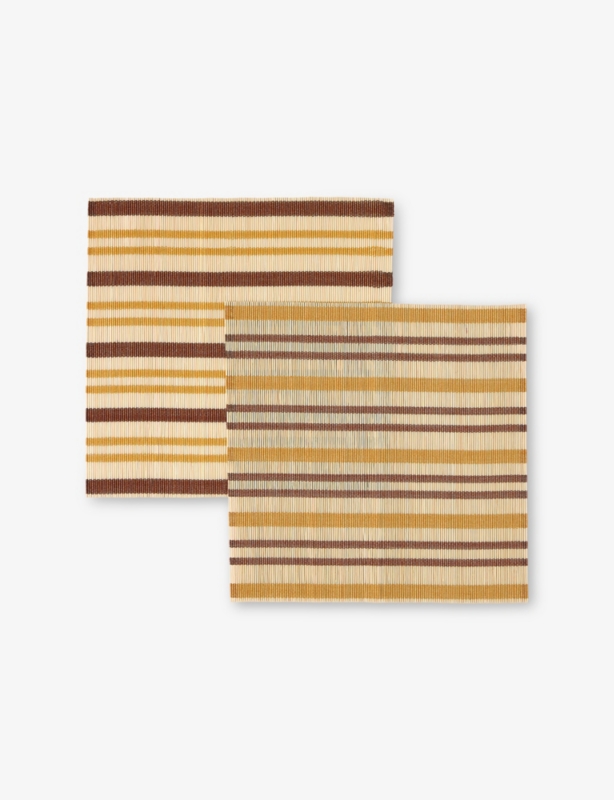 Square Striped Bamboo Placemats Set Of Two 33cm x 33cm