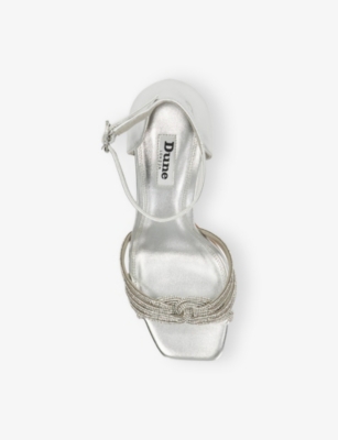 DUNE: Militant Embellished Faux-Leather Heeled Sandals
