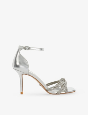 DUNE: Militant Embellished Faux-Leather Heeled Sandals