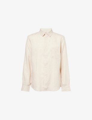 DEREK ROSE: Monaco Long-Sleeve Linen Shirt
