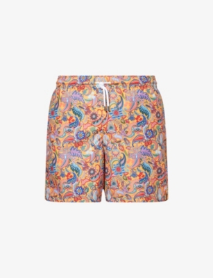 DEREK ROSE: Maui Graphic-Pattern Swim Shorts