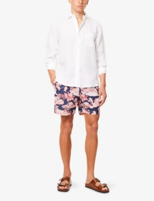 Derek Rose Mens Maui Graphic-pattern Swim Shorts Navy Xl
