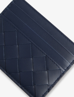 Bottega Veneta Mens  Intrecciato Dual-tone Leather Card Holder