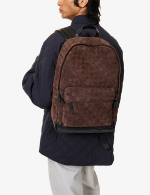 Bottega Veneta Mens Fondant/black-silver Intrecciato Suede Backpack