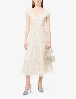 NEEDLE AND THREAD: Sequin Dandelion Woven Midi Dress