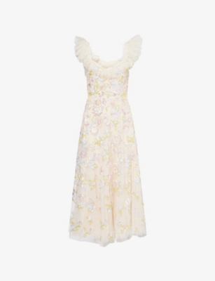 NEEDLE AND THREAD: Sequin Dandelion Woven Midi Dress