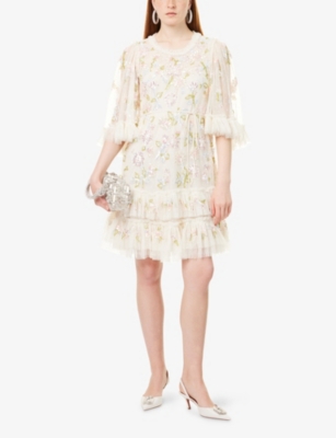 NEEDLE AND THREAD: Sequin Dandelion Belted Woven Mini Dress