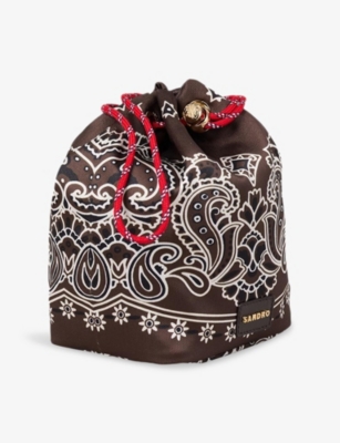 SANDRO: Bandana Woven Bucket Bag